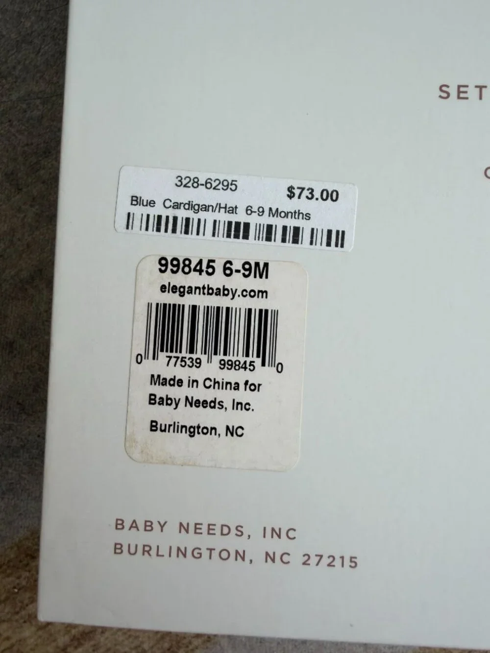 ELEGANT BABY Blue Cardigan Sweater and Hat Set Size 6-9 Months NEW NIB